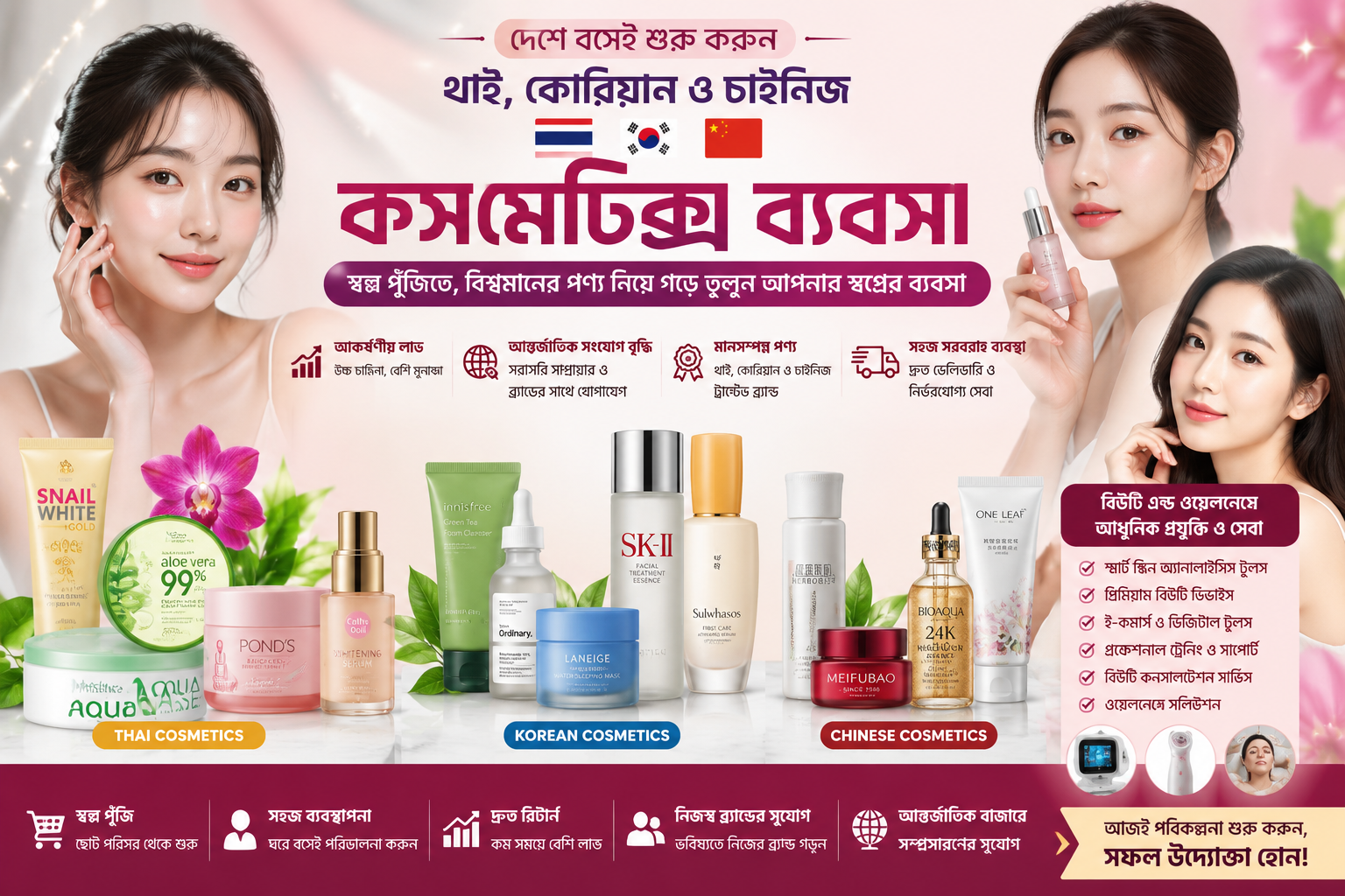 স্বল্প পুঁজিতে থাই, কোরিয়ান ও চাইনিজ কসমেটিক্স ব্যবসা: বাংলাদেশের উদ্যোক্তাদের জন্য নতুন সম্ভাবনা